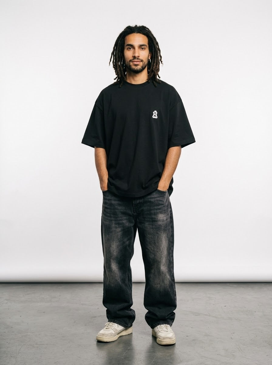 CYBER NO PASSENGERS Over-sized Black t-shirt