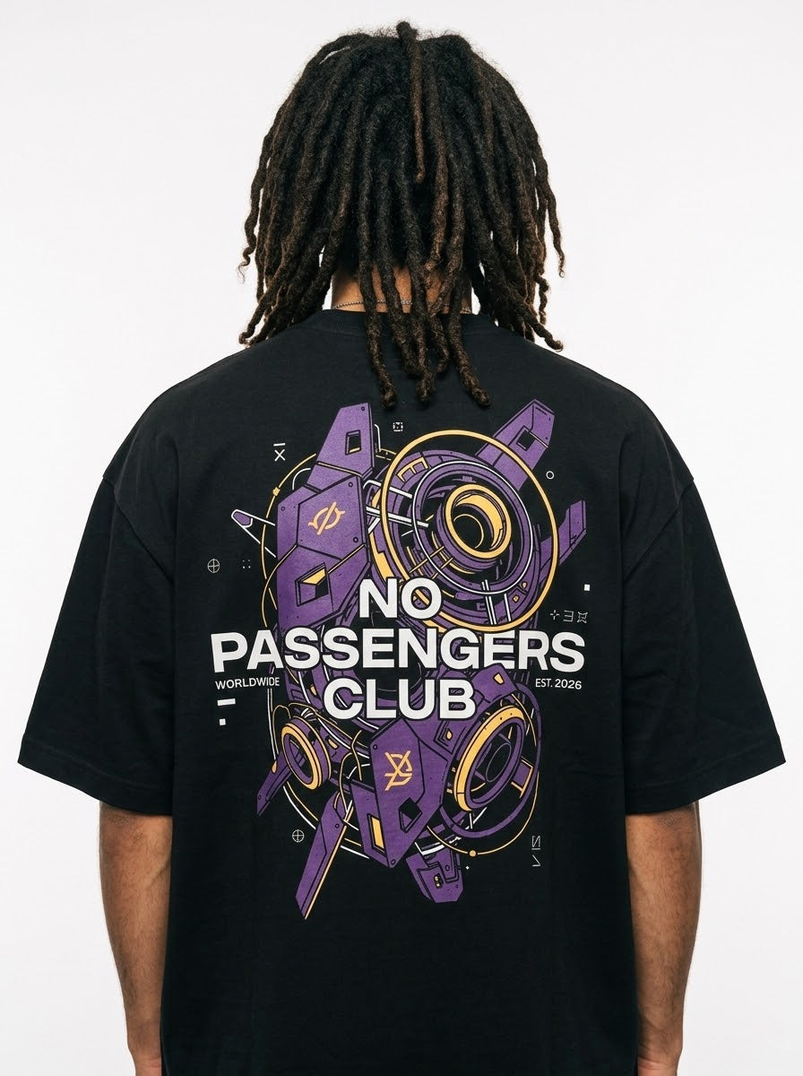 CYBER NO PASSENGERS Over-sized Black t-shirt