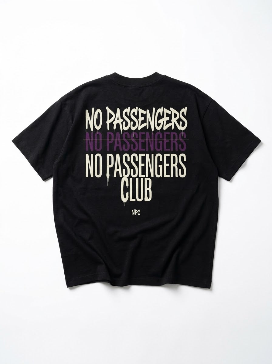 NO PASSENGERS 3X Over-sized Black t-shirt