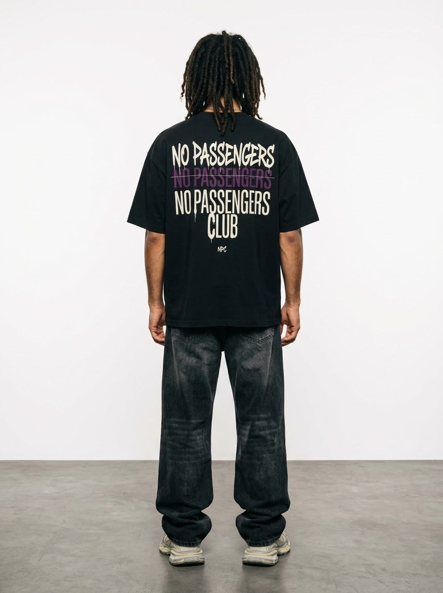 NO PASSENGERS 3X Over-sized Black t-shirt