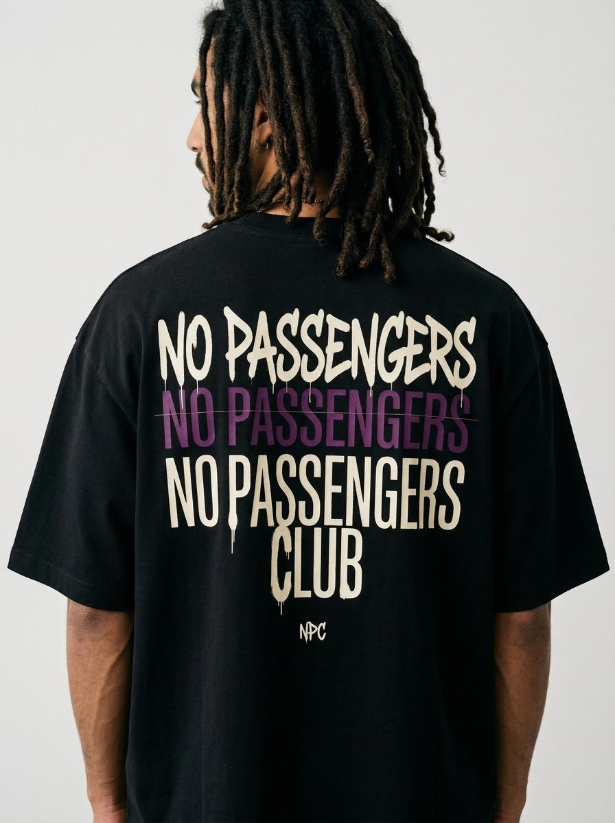 NO PASSENGERS 3X Over-sized Black t-shirt