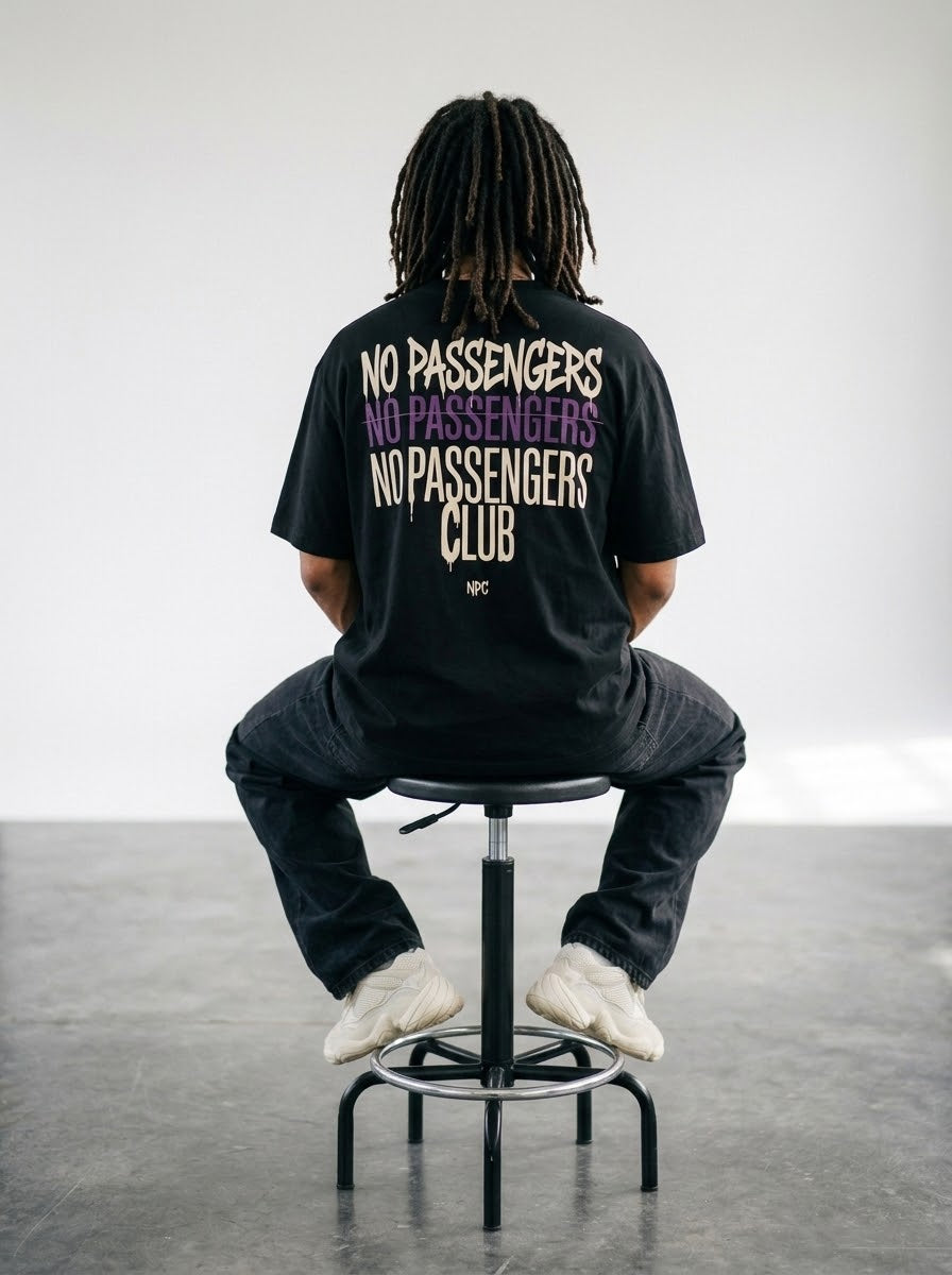 NO PASSENGERS 3X Over-sized Black t-shirt