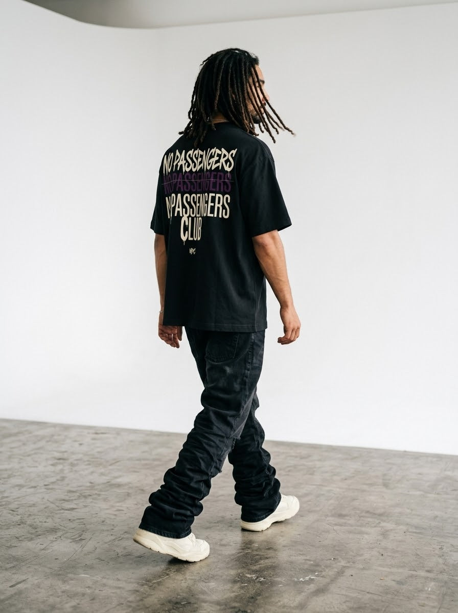 NO PASSENGERS 3X Over-sized Black t-shirt