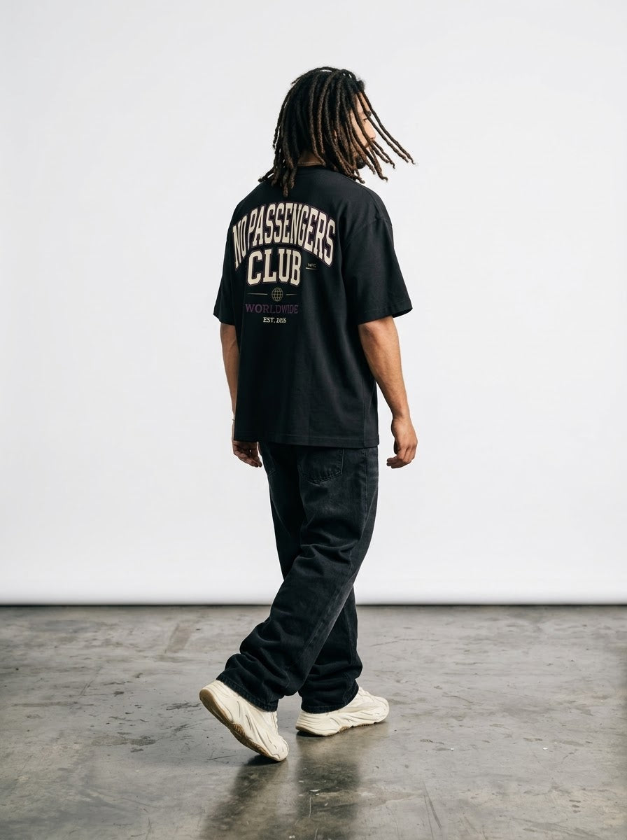 NPC UNIVERSITY Over-sized Black t-shirt
