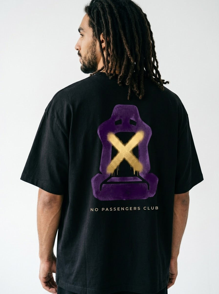 PURPLE SEAT Over-sized Black t-shirt