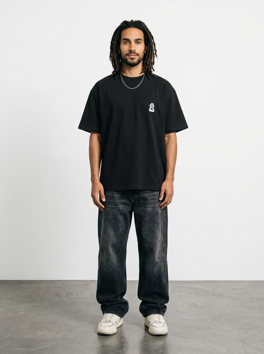 PURPLE SEAT Over-sized Black t-shirt