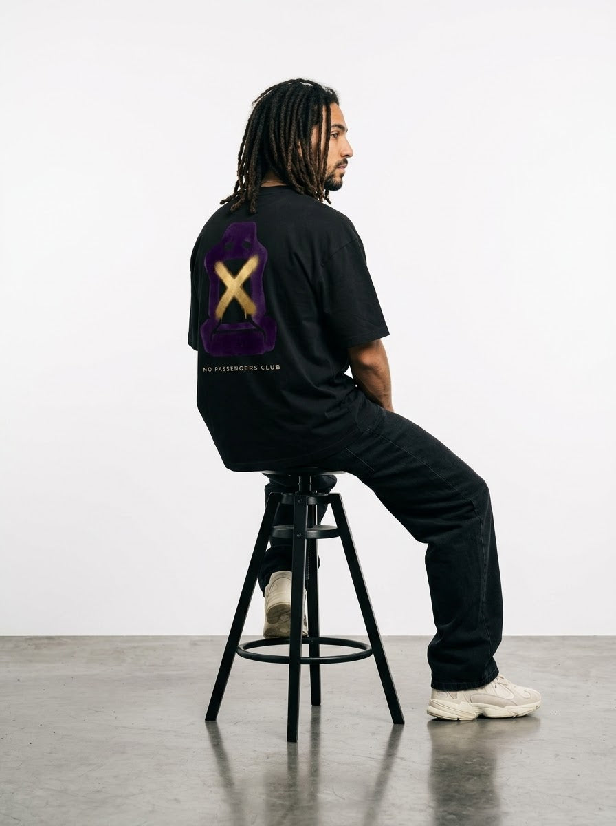 PURPLE SEAT Over-sized Black t-shirt
