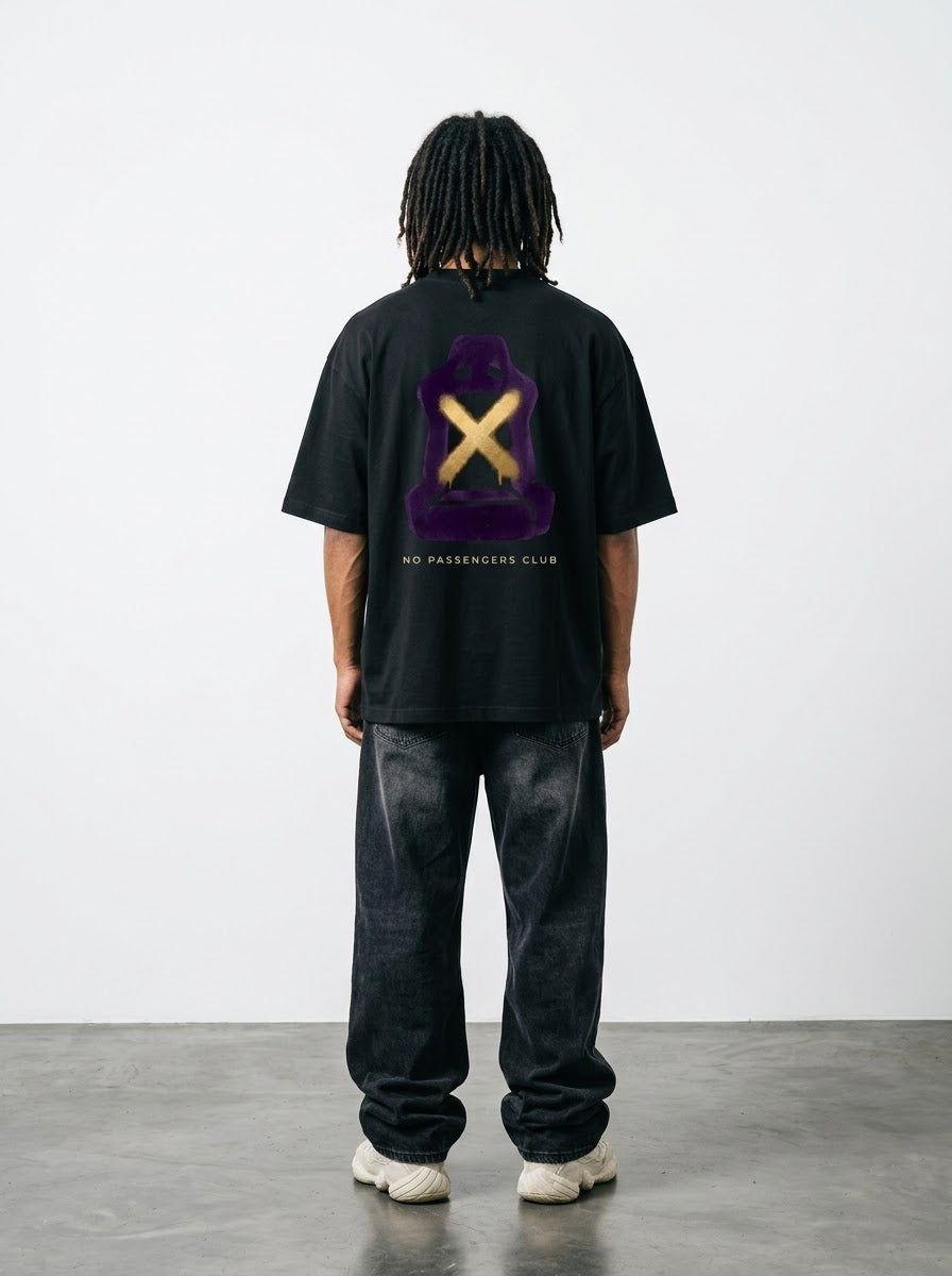 PURPLE SEAT Over-sized Black t-shirt