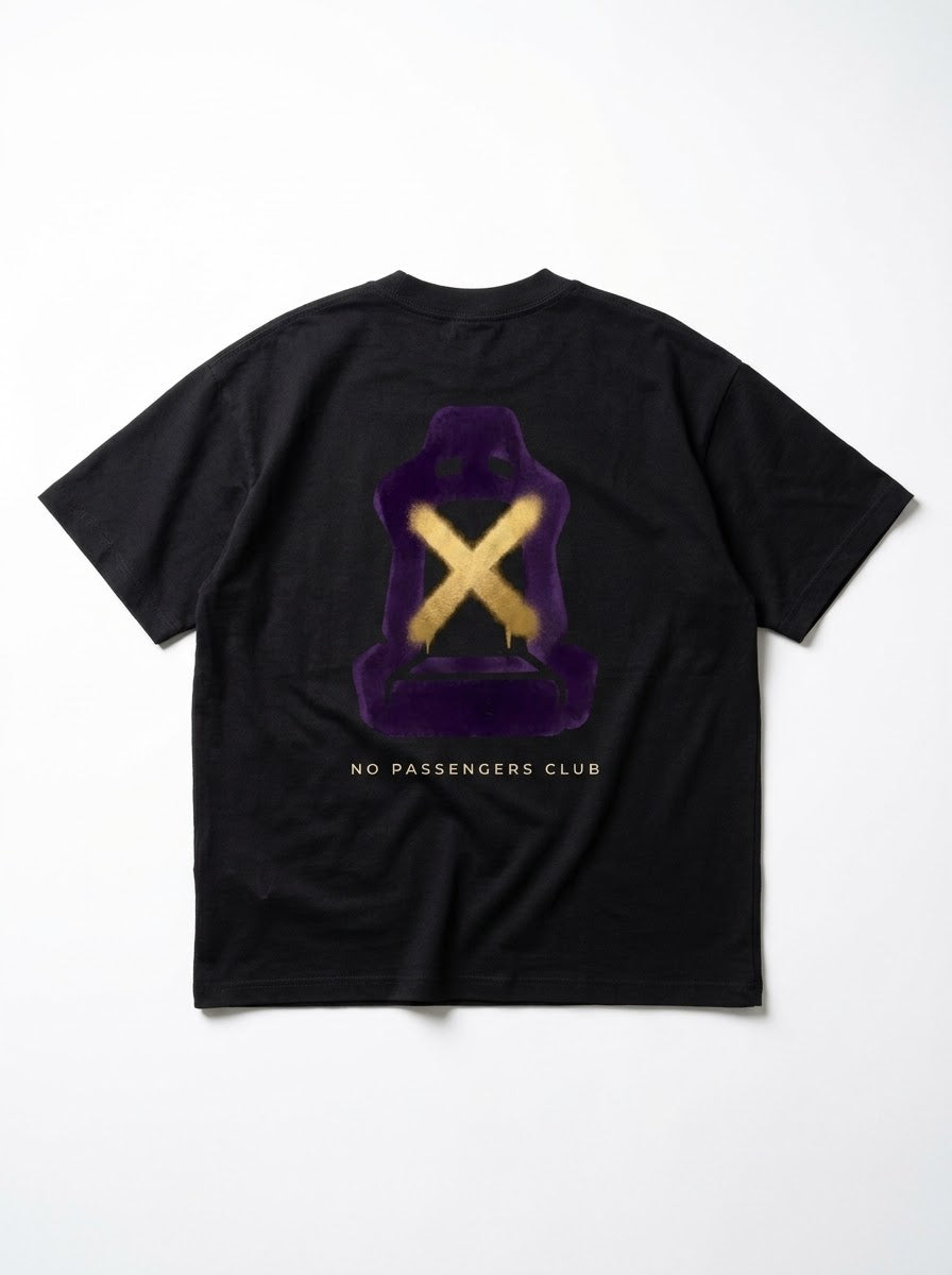 PURPLE SEAT Over-sized Black t-shirt