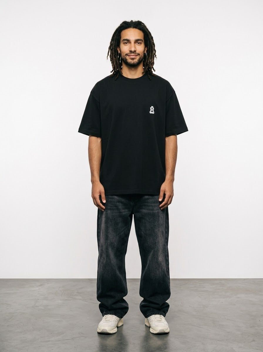 BLURRY PASSENGERS Over-sized Black t-shirt
