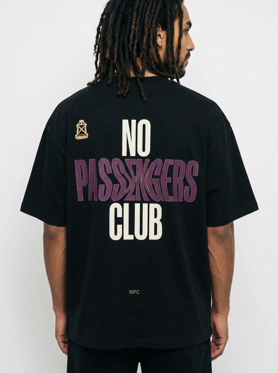 BLURRY PASSENGERS Over-sized Black t-shirt