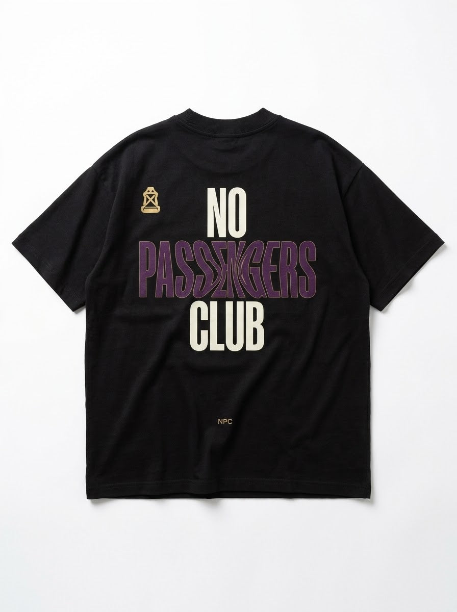 BLURRY PASSENGERS Over-sized Black t-shirt