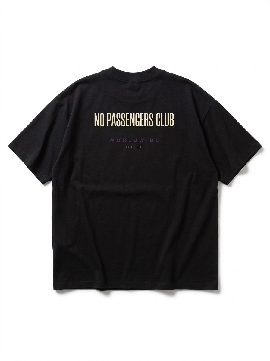 BASIC NO PASSENGERS Over-sized Black t-shirt