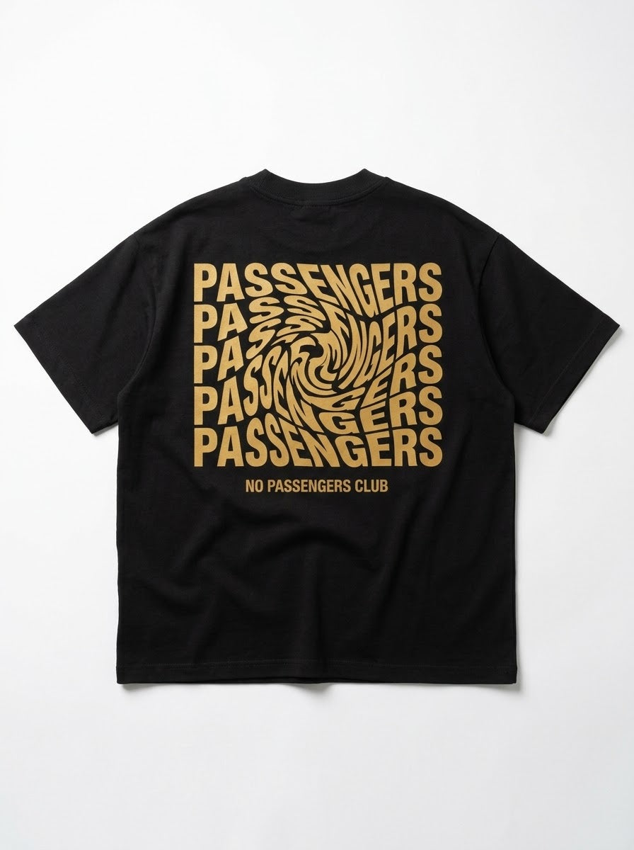 GOLDEN TWISTED Over-sized Black t-shirt