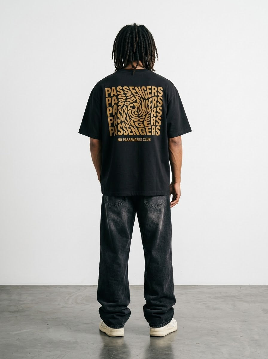 GOLDEN TWISTED Over-sized Black t-shirt