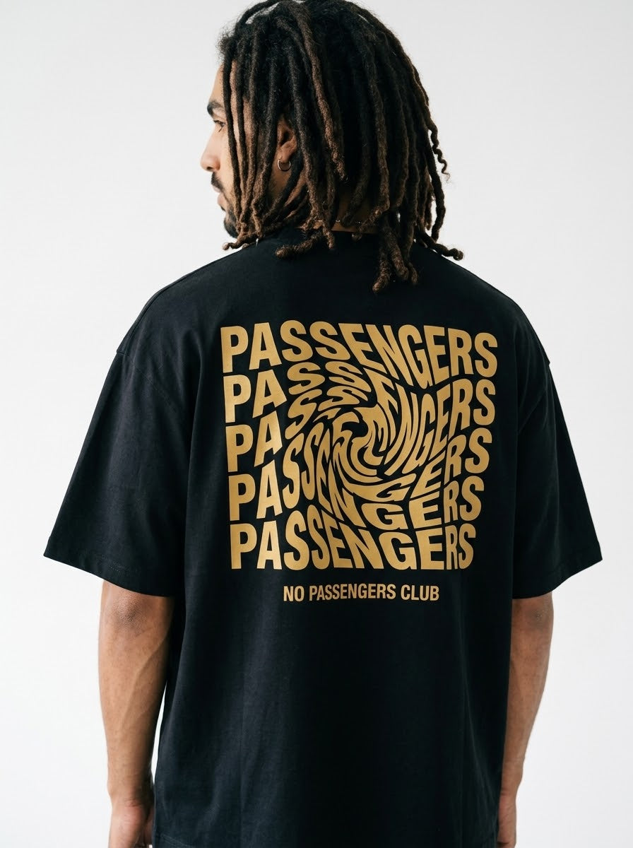 GOLDEN TWISTED Over-sized Black t-shirt