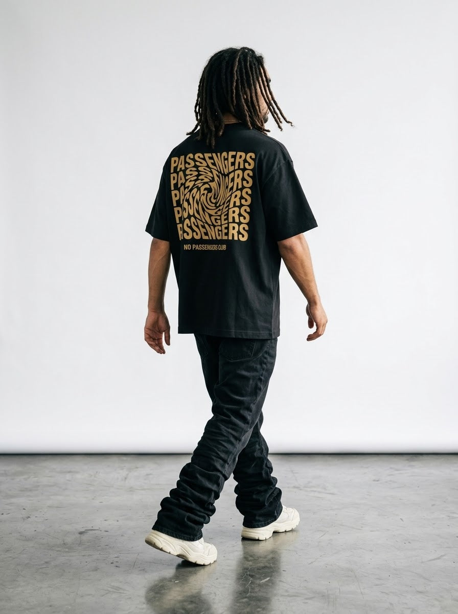 GOLDEN TWISTED Over-sized Black t-shirt