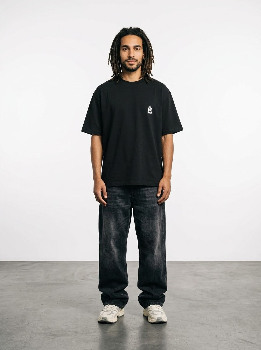 GOLDEN TWISTED Over-sized Black t-shirt