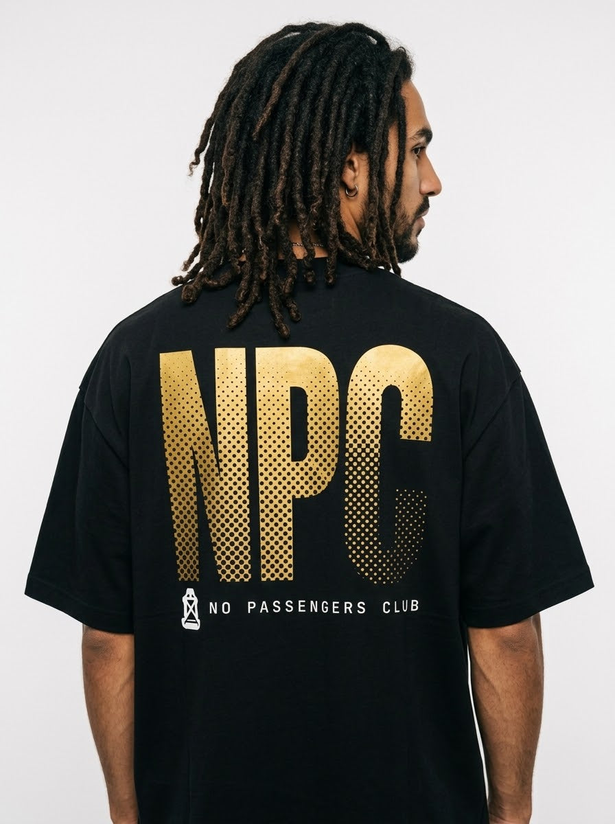 GOLDEN NPC Over-sized Black t-shirt