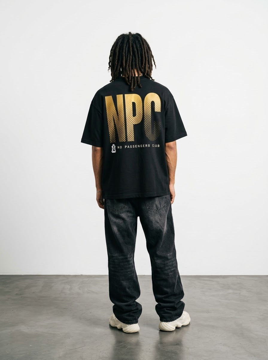 GOLDEN NPC Over-sized Black t-shirt