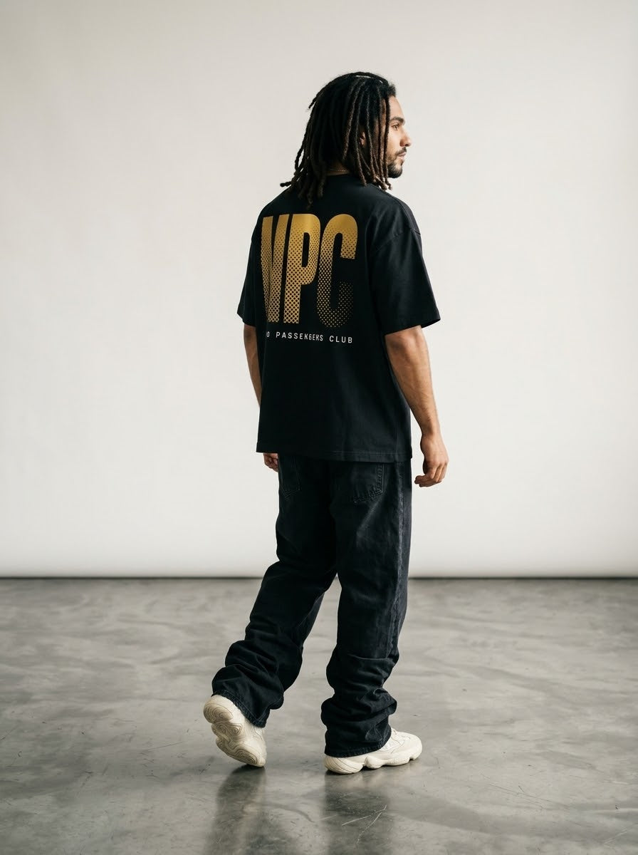 GOLDEN NPC Over-sized Black t-shirt