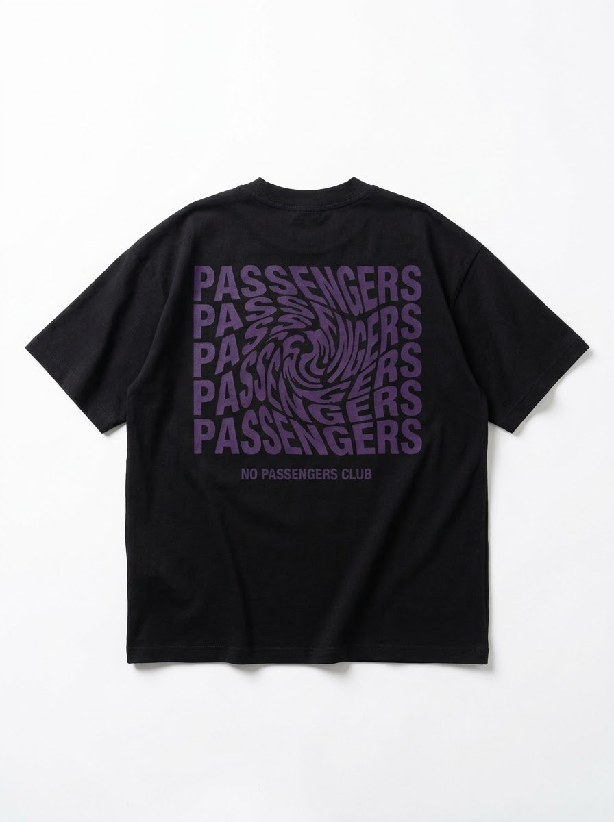 PURPLE TWISTED Over-sized Black t-shirt