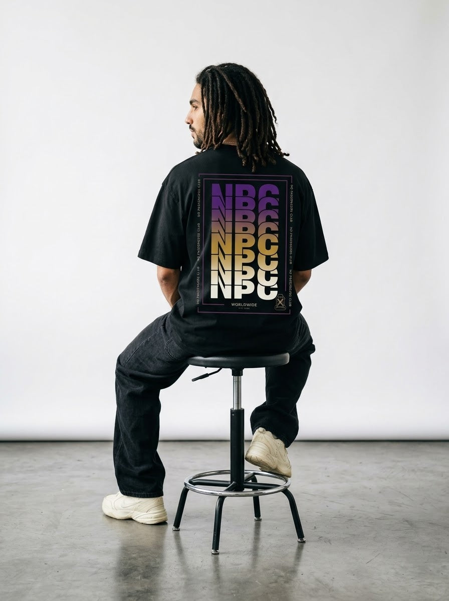 NPC ANAGRAM Over-sized Black t-shirt