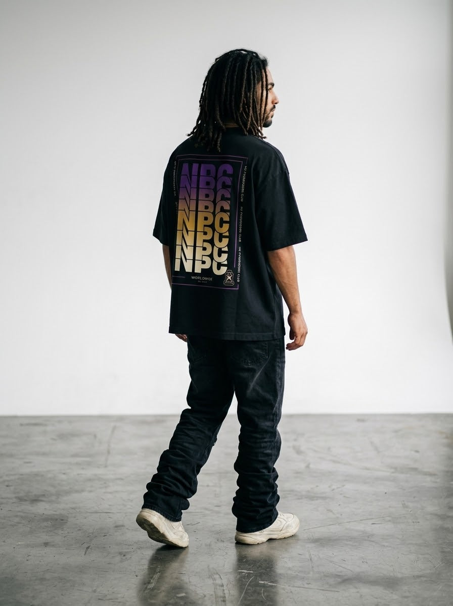 NPC ANAGRAM Over-sized Black t-shirt