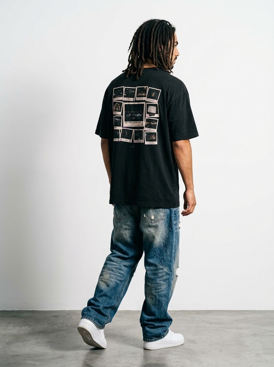 EVIDENCES PHOTOS Oversized Black T-shirt