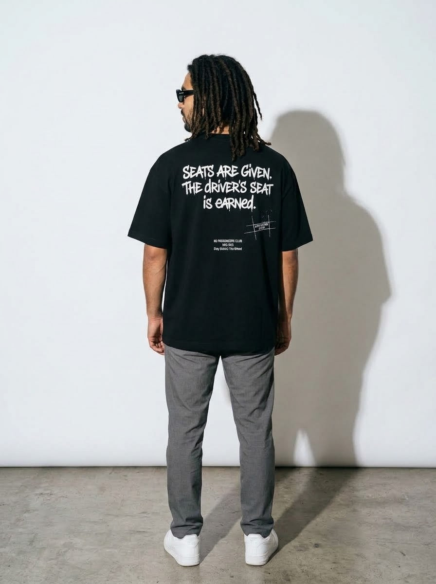 SEATS ARE GIVEN Oversized Black T-shirt