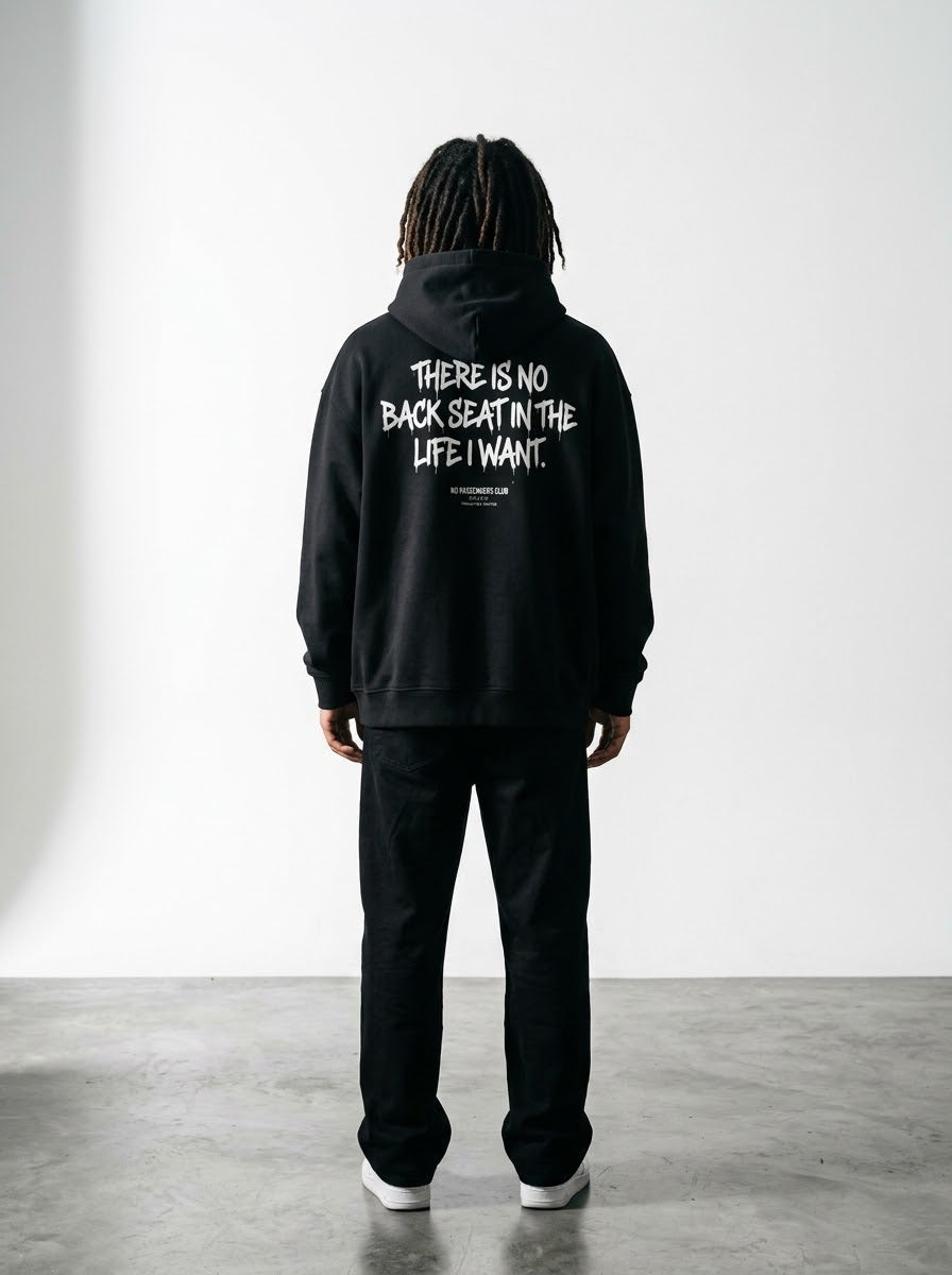NO BACKSEAT Relaxed Black Hoodie
