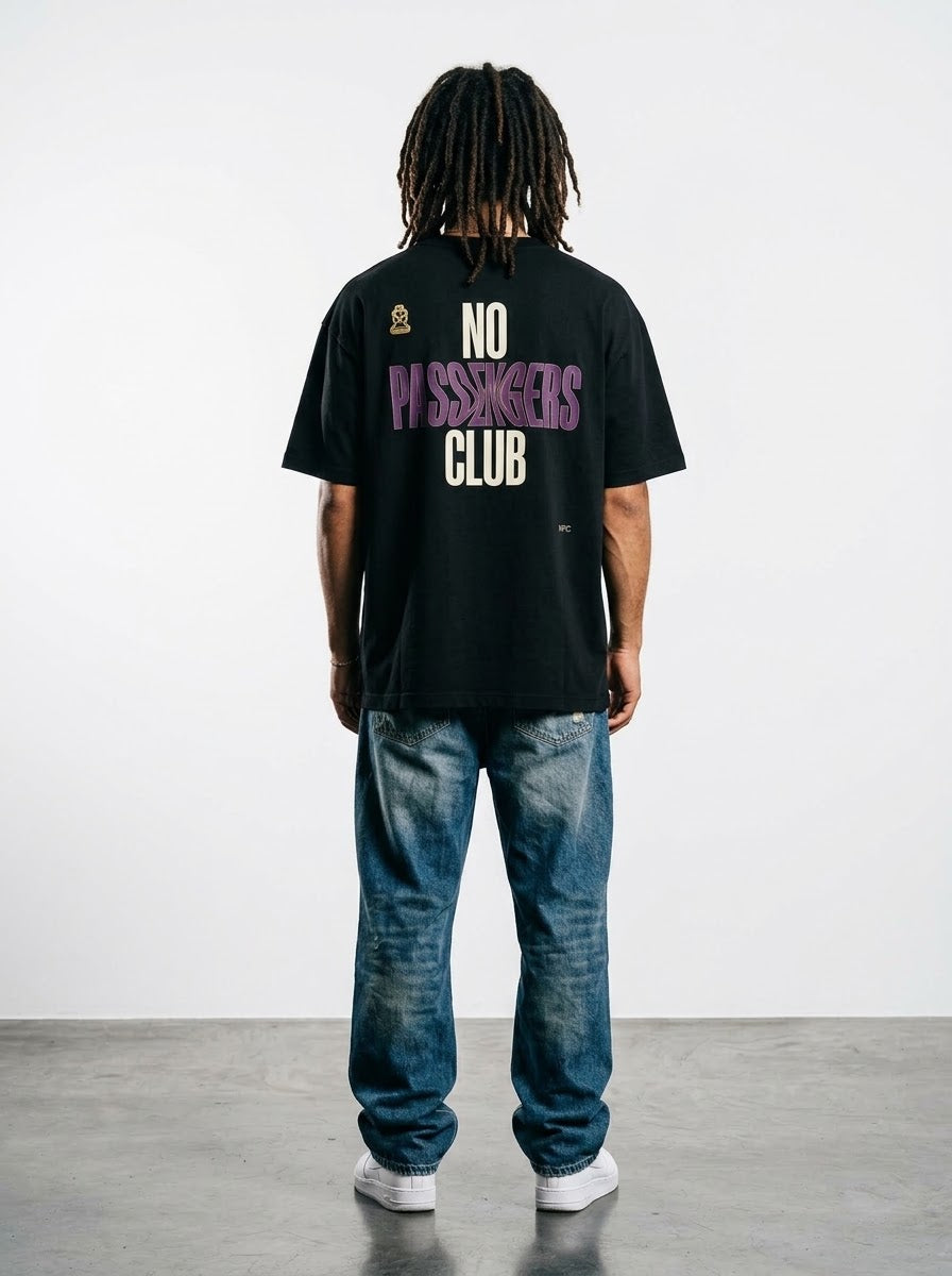 VOID NO PASSENGERS Oversized Black T-shirt