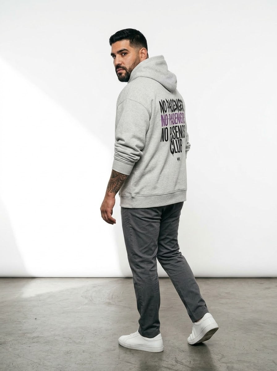 NO PASSENGERS 3X Relaxed Grey Hoodie