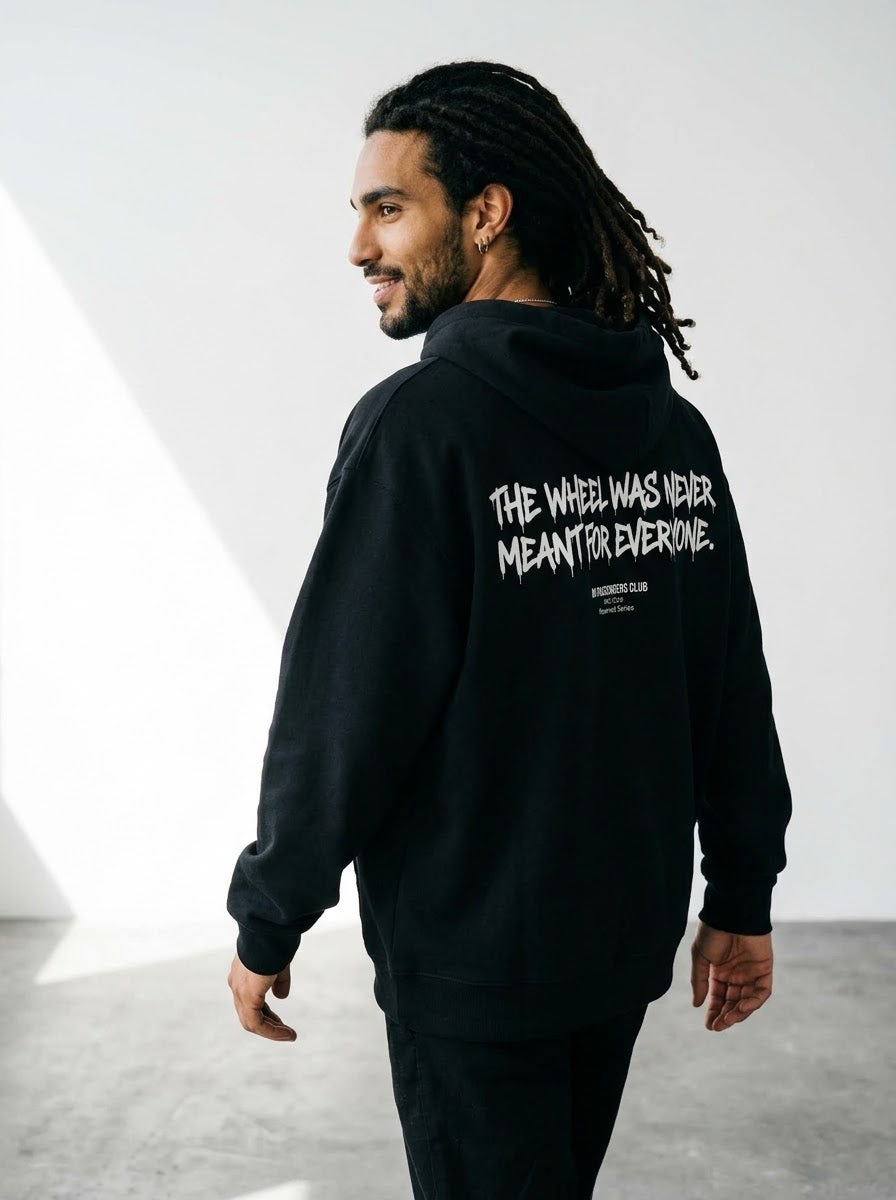 NEVER MEANT FOR EVERYONE Relaxed Black Hoodie