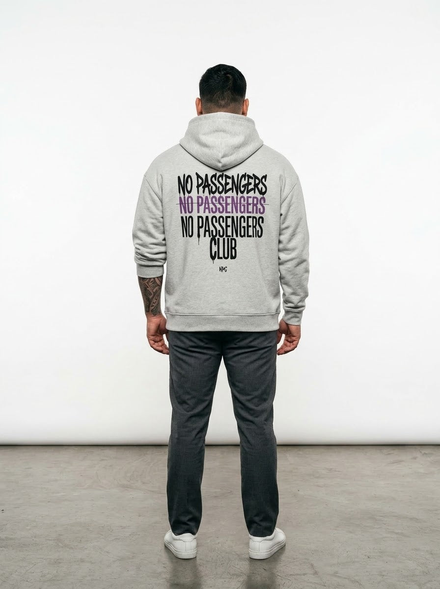 NO PASSENGERS 3X Relaxed Grey Hoodie