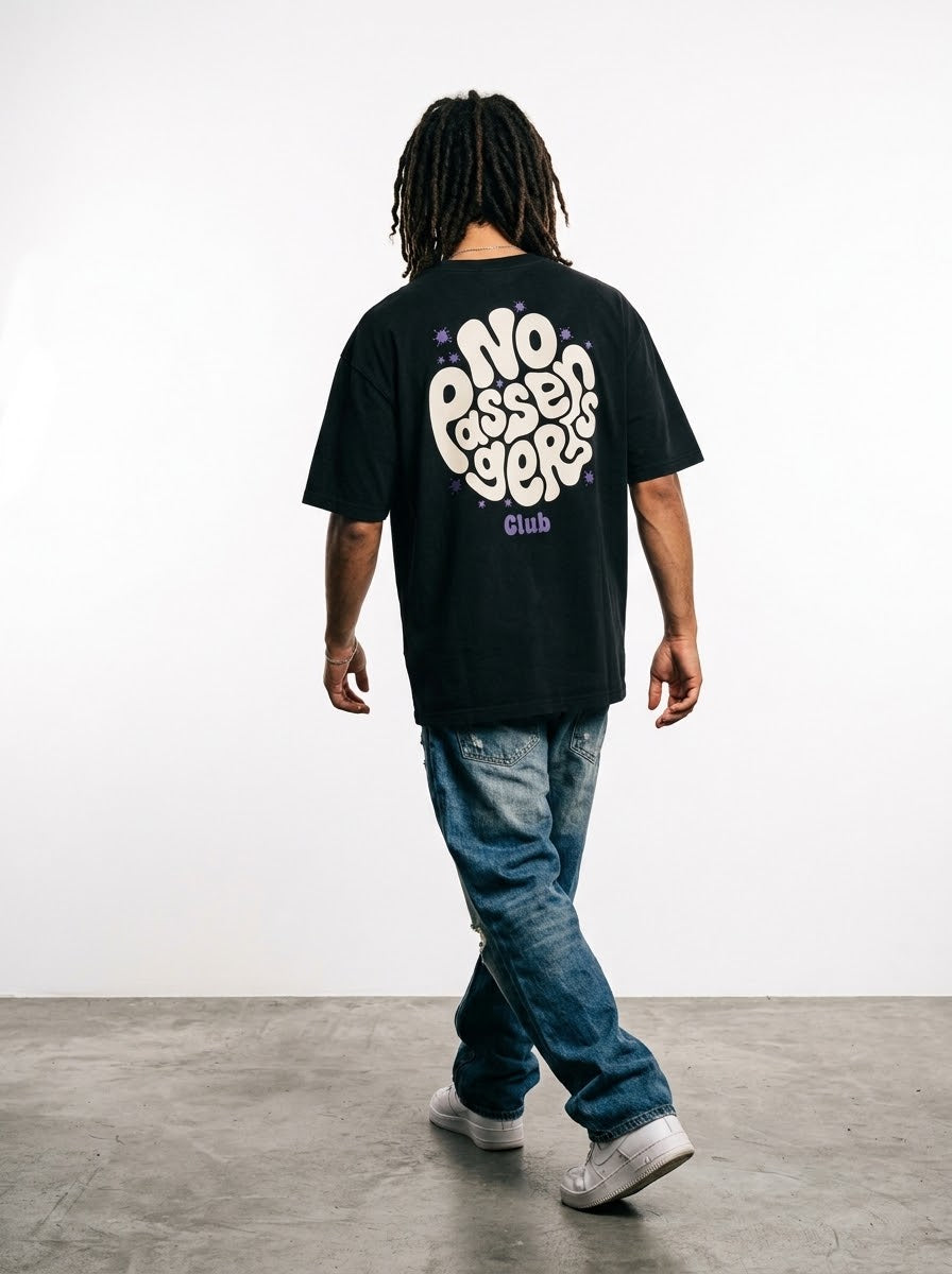 SOFT NO PASSENGERS Oversized Black T-shirt