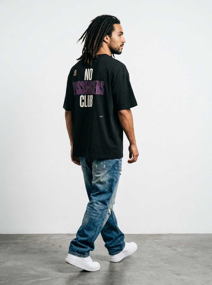 VOID NO PASSENGERS Oversized Black T-shirt