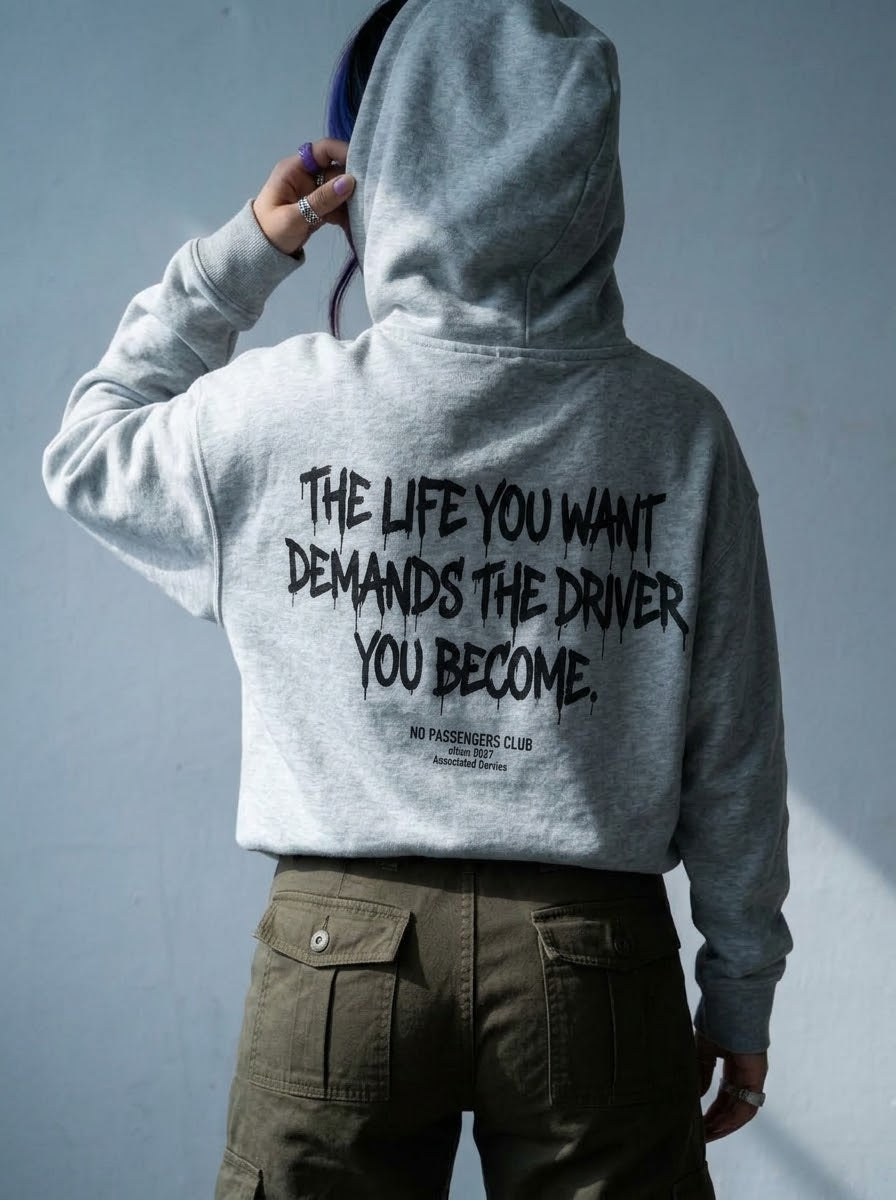 THE LIFE YOU WANT Relaxed Grey Hoodie