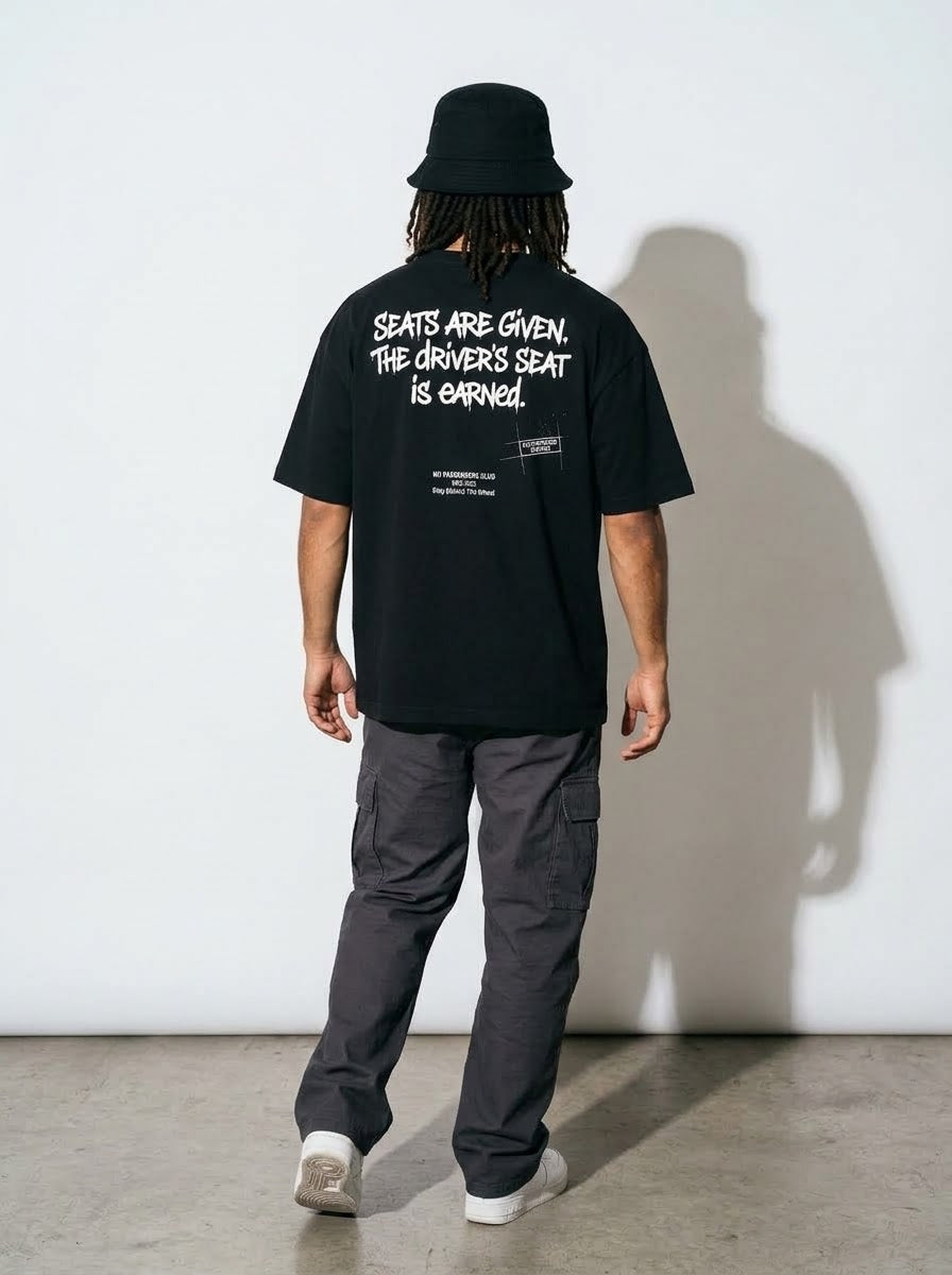 SEATS ARE GIVEN Oversized Black T-shirt
