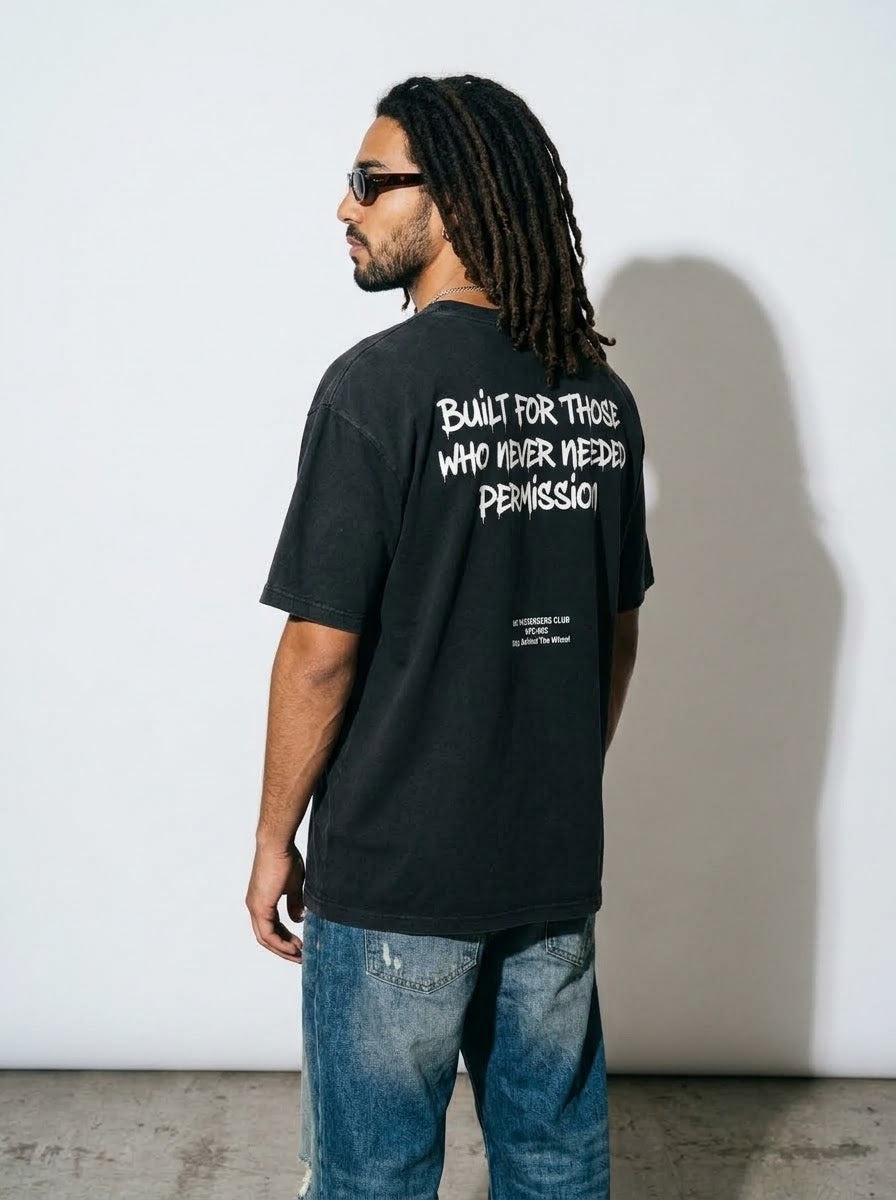 BUILT WITHOUT PERMISSION Oversized Black T-shirt