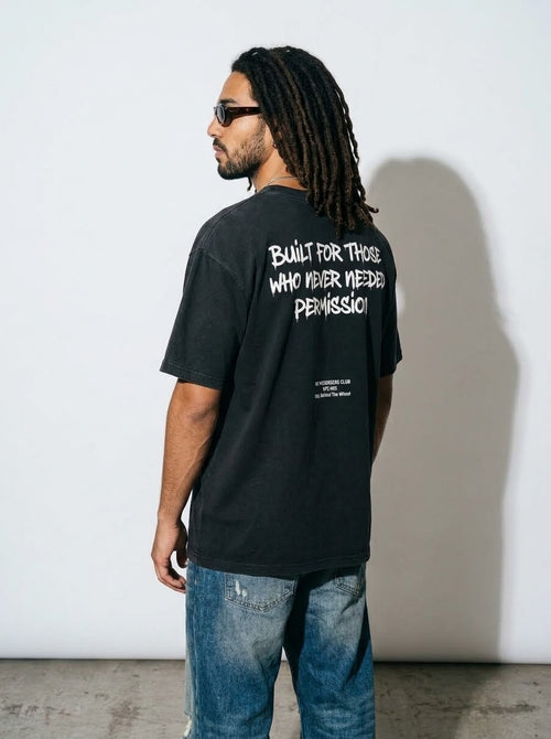 BUILT WITHOUT PERMISSION Oversized Black T-shirt