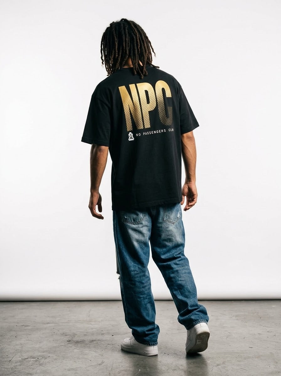 YELLOW GRADIENT Oversized Black T-shirt