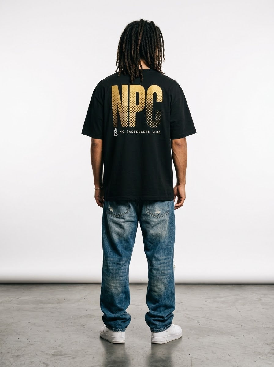 YELLOW GRADIENT Oversized Black T-shirt