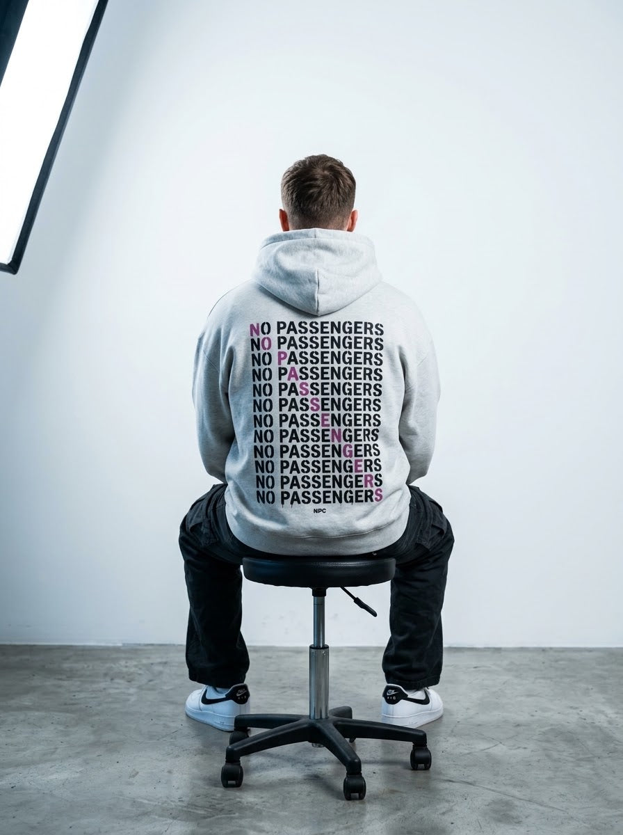 NO PASSENGERS CROSS Relaxed Grey Hoodie