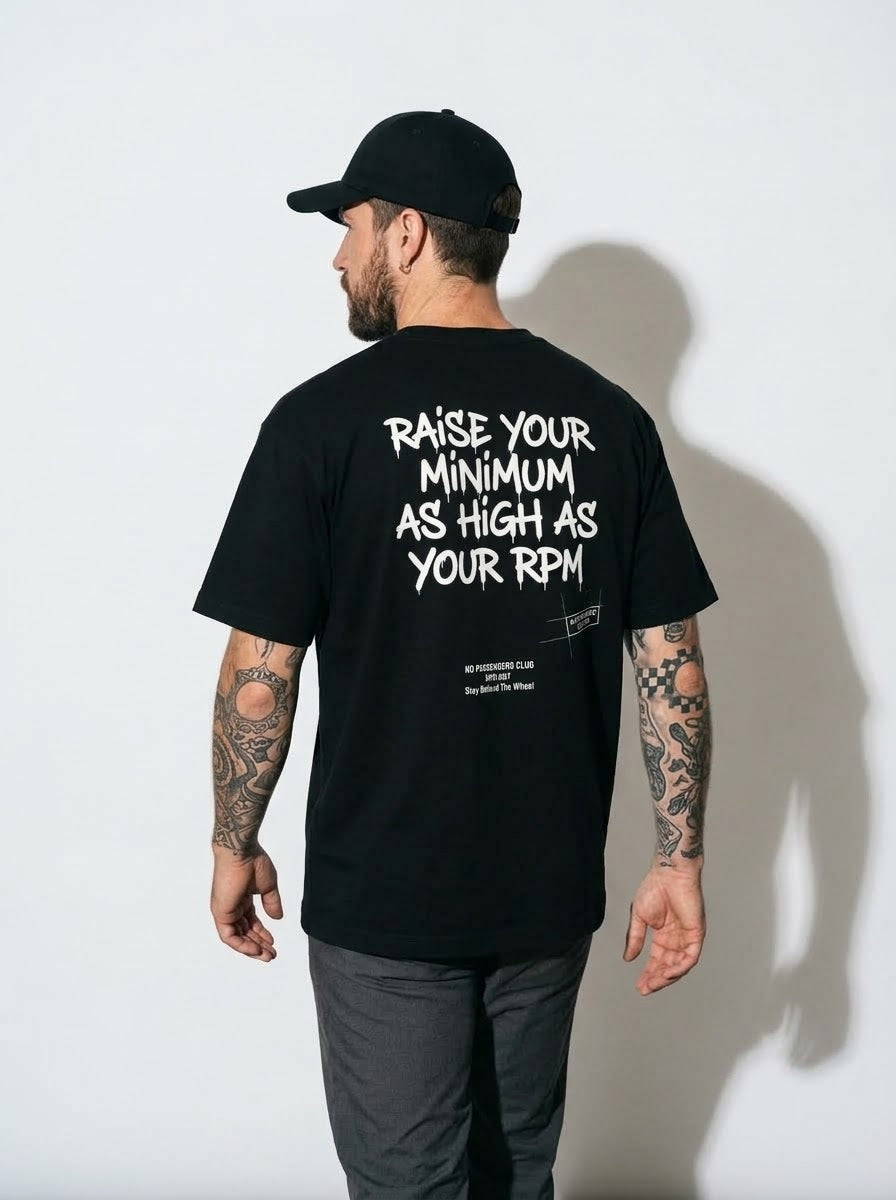 RAISE YOUR MINIMUM Oversized Black T-shirt