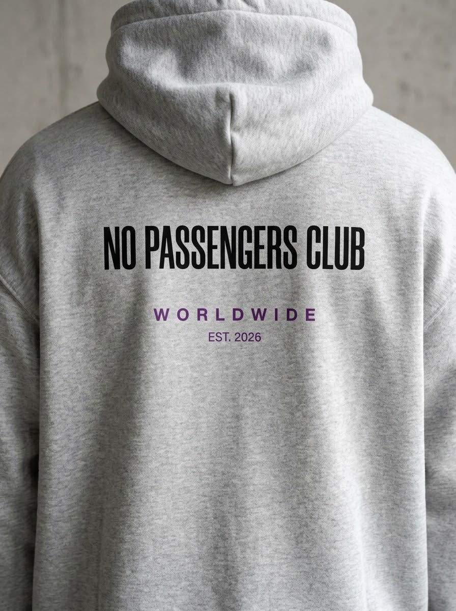 NO PASSENGERS BASIC Relaxed Grey Hoodie