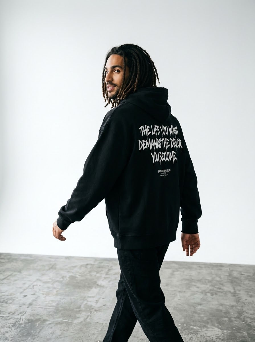 THE LIFE YOU WANT Relaxed Black Hoodie