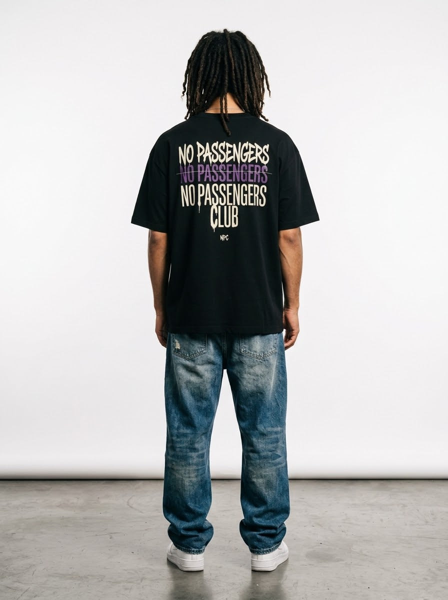 NO PASSENGERS 3X Oversized Black T-shirt
