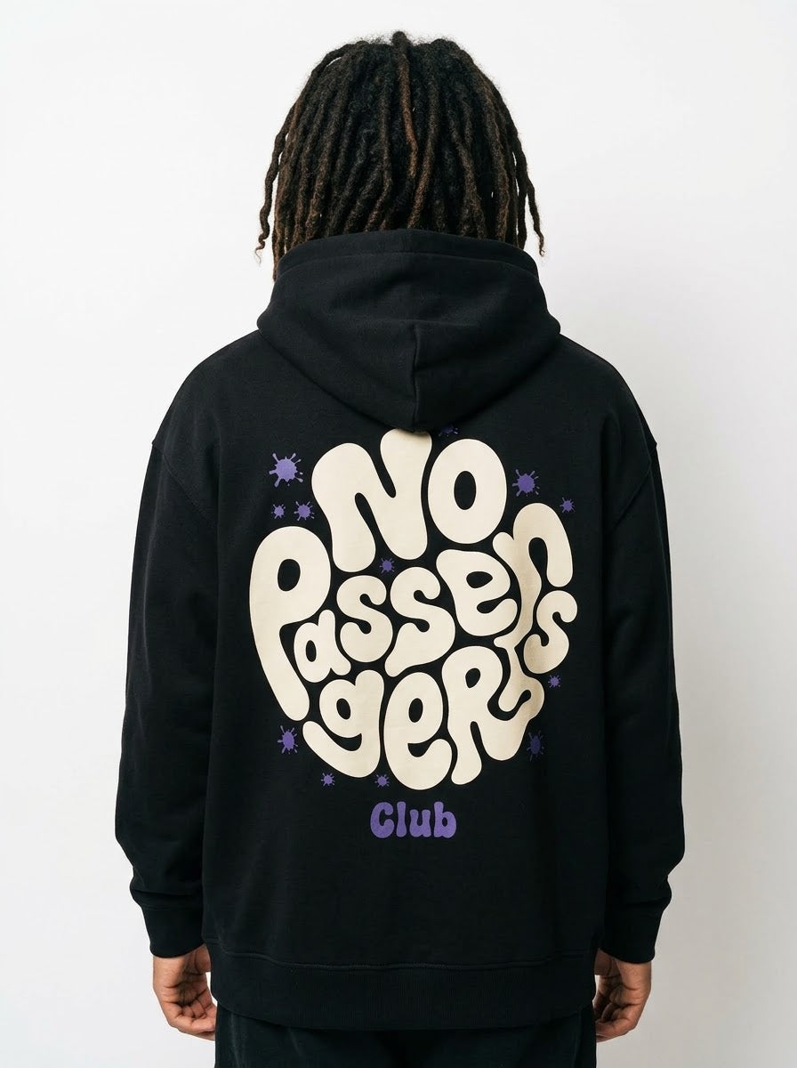 SOFT NO PASSENGERS Relaxed Black Hoodie