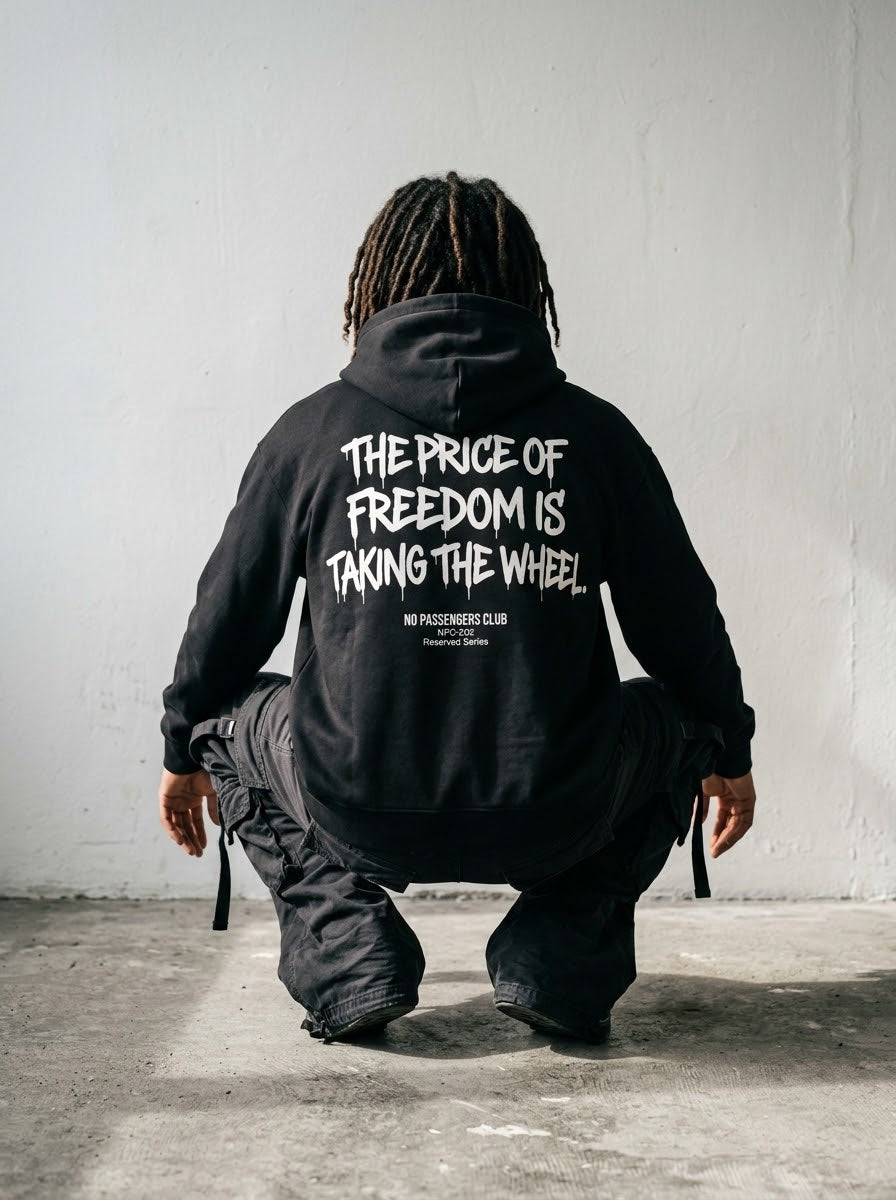 PRICE OF FREEDOM Relaxed Black Hoodie